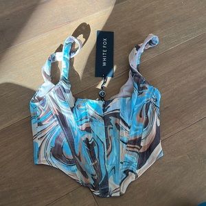 Something About You Bustier Blue Swirl White Fox XS NEW